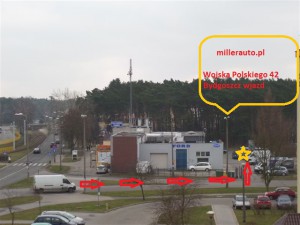 Wymiana szyb samochodowych Bydgoszcz autoszyby millerauto.pl wjazd z ulicy Wojska Polskiego